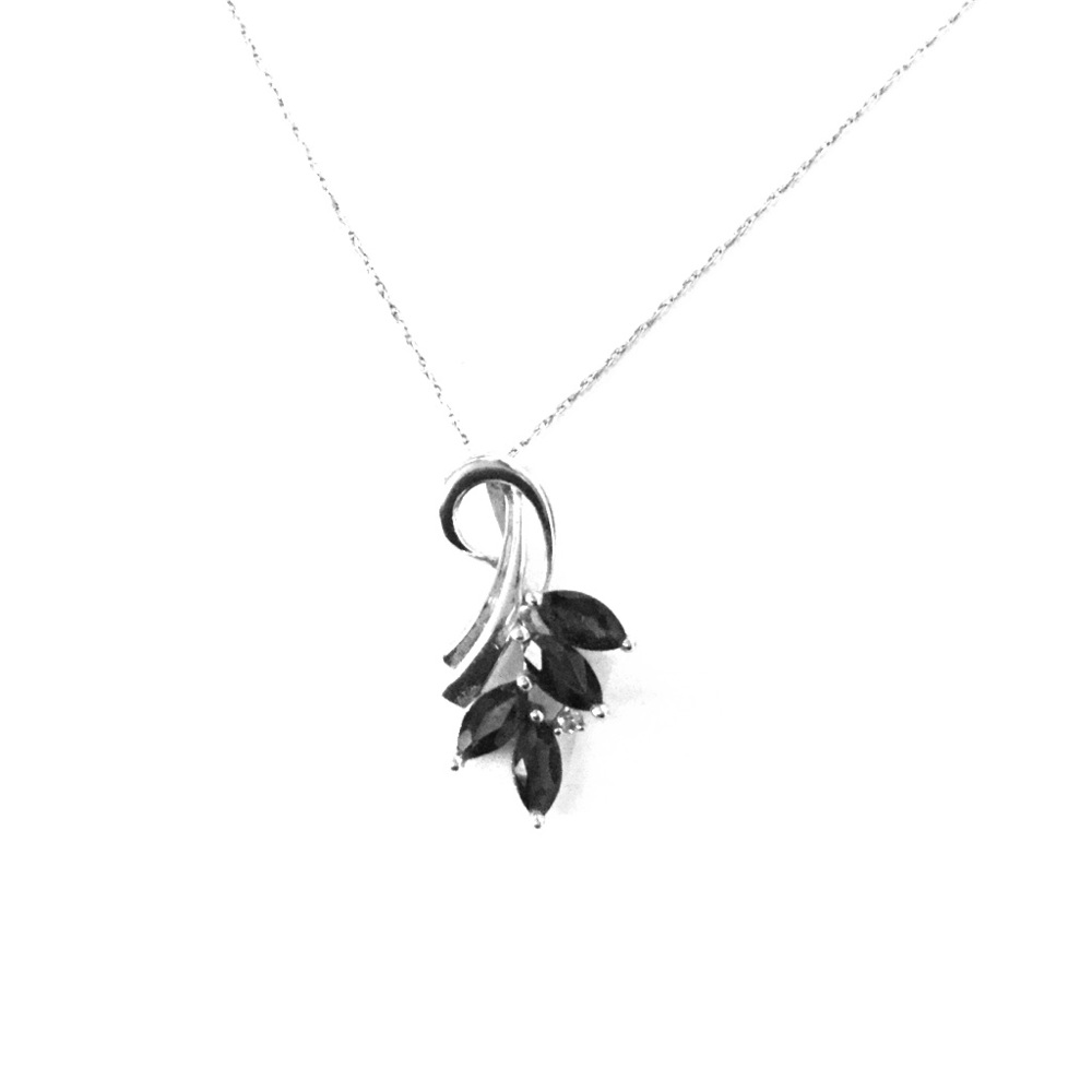 14k white gold, sapphire and diamond necklace